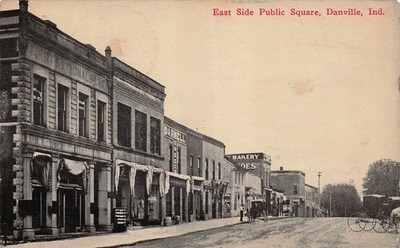 Danville Indiana East Side Public Square Main Street Early 1900 Vtg Postcard I19