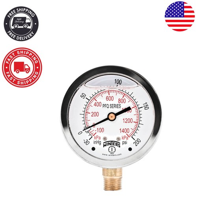 #ad Stainless Steel Case Pressure Gauge Brass Internals 30quot; Hg 200 psi Accuracy $43.99