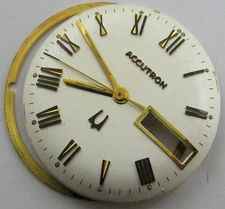 Bulova accutron 2182 champagne Dial with gilt & black markers + set of hand