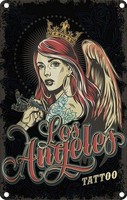 Blechschild 18X12 Cm Pinup Tattoo Los Angeles Pin Up Deko Geschenk Metall Schild