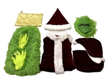 Fuzzy Green Christmas Character Costume Dark Red, Size 2XL
