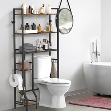 Over The Toilet Storage with 5-Tier Shelf Mass-Storage Side Storage Open Rack