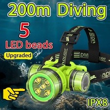 5 LED Light Diving Headlight Flashlight Waterproof High Power Diving 200M US