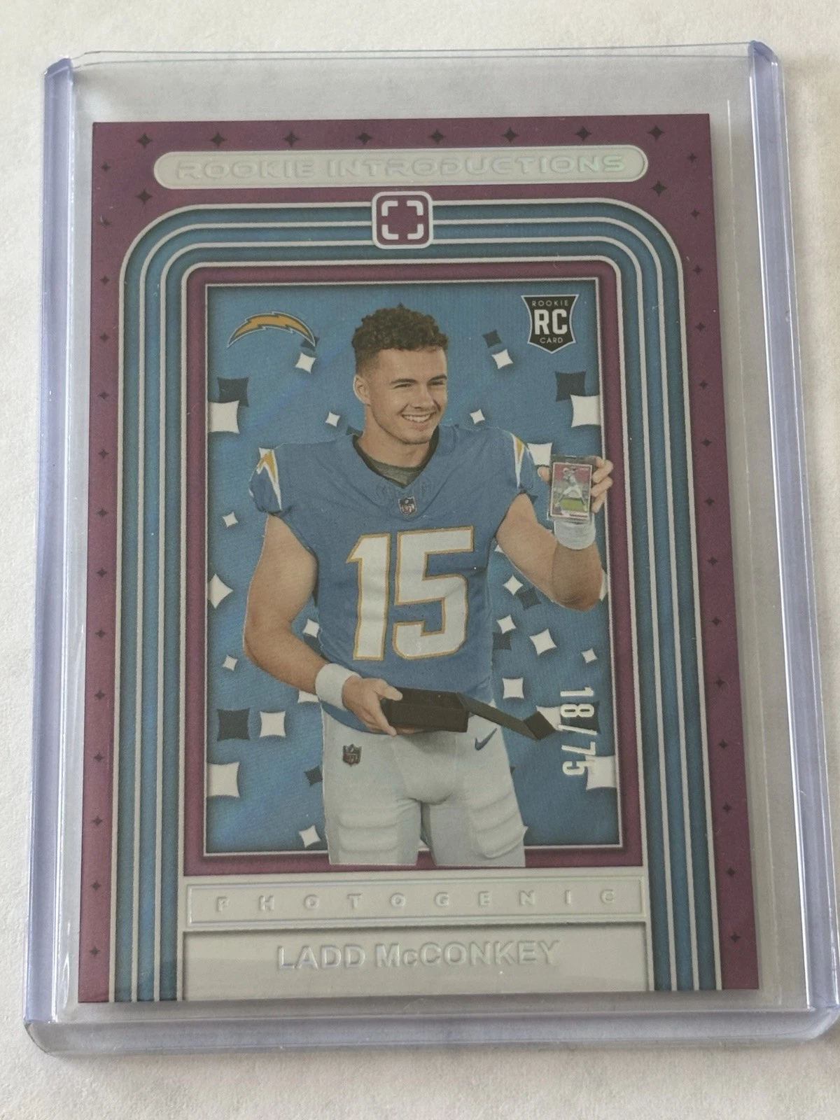 Ladd McConkey Panini Photogenic Rookie Introductions #3 Purple