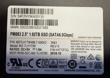 Samsung PM883 1.92TB Enterprise 2.5" SATA III SSD - Listing is for ONE Drive