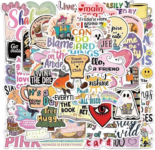 Hot Quotes Stickers, 50PCS Fashionable & Trendy Words Stickers Packs for Girls
