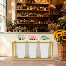 Flower Display Stand Metal Flower Display Stand with 3 Flower Buckets W/ Buckets