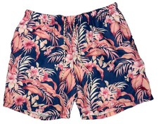 Tommy Bahama Relax Swim Trunks XL Blue Pink Floral Hibiscus Hawaiian Mesh Lined