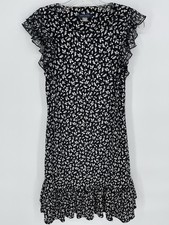 Tommy Hilfiger Dress Womens 4 Floral Ruffle Hem Midi Flutter Sleeve Crewneck