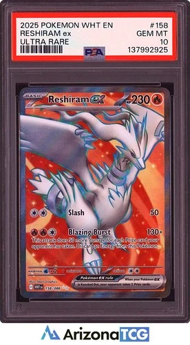 Pokemon 2025 Reshiram ex 158/086 Ultra Rare White Flare GEM MINT PSA 10