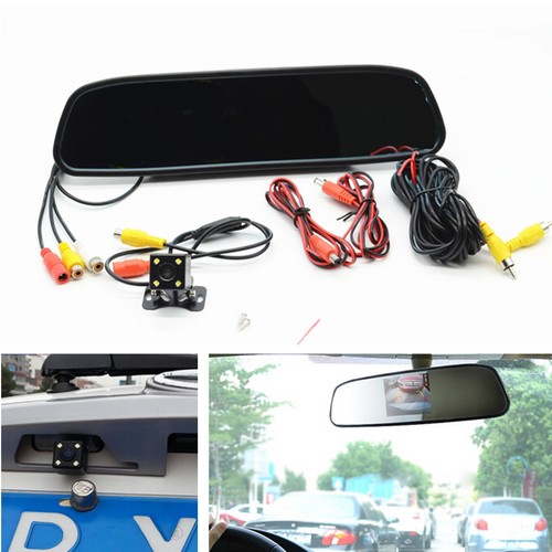 Car Reverse Backup LED Camera+Rearview Mirror Display Monitor
