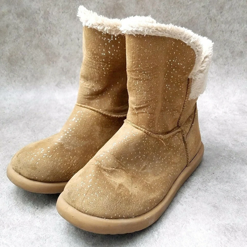 Roebuck & Co Girls Mandy 66702 Sz 1 M Brown Cozy Glitter Boots - Image 3 of 4