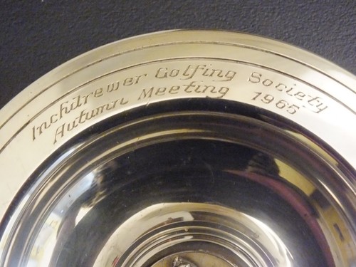Vintage 1965 White Metal Golf Trophy Coin Tray Presented Foursomes Golfer Centre - Picture 4 of 5