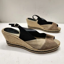 Toni Pons Terra Black, Beige, and Brown Slip On Wedge Sandals 8.5 Womens