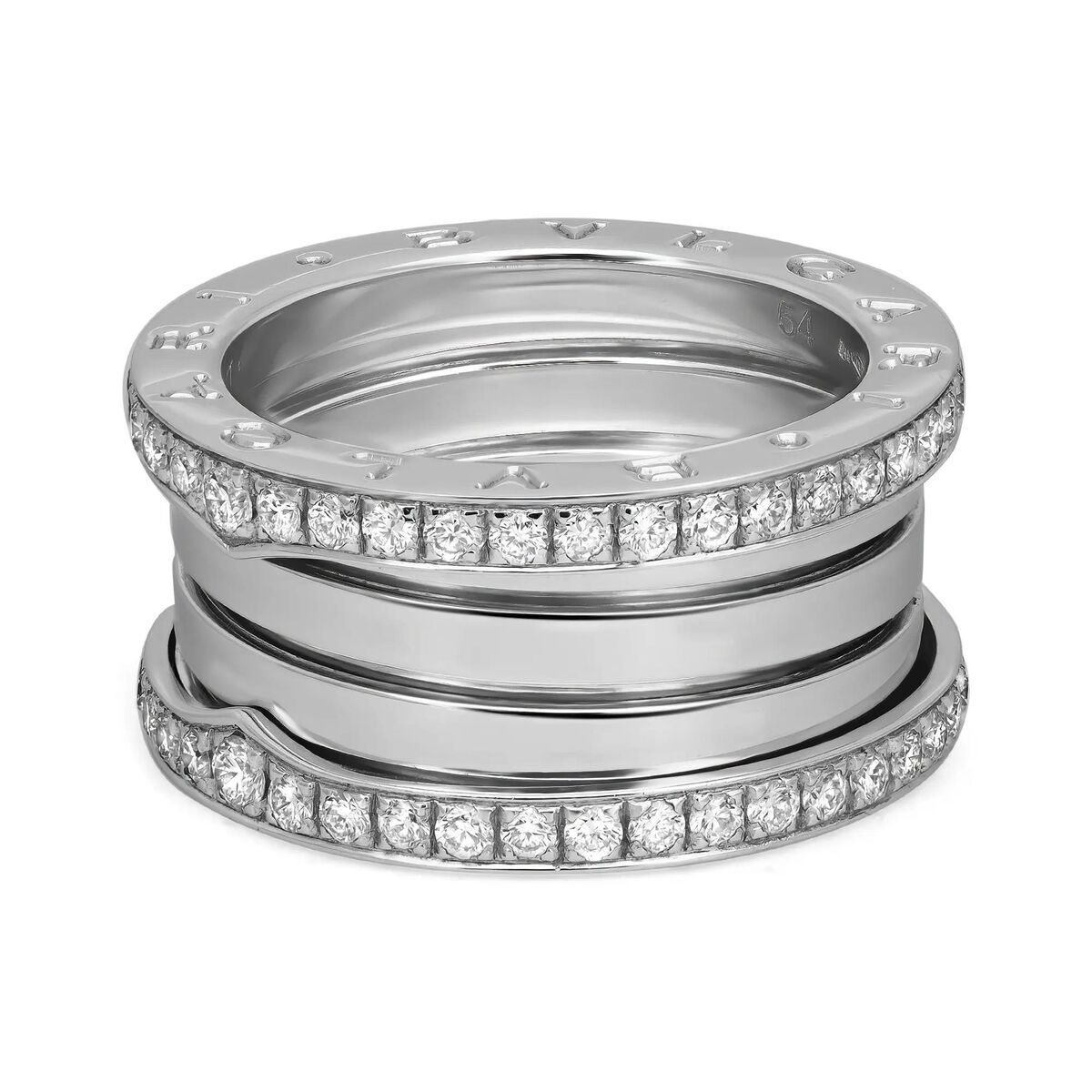 Bvlgari B.Zero1 Diamond Four Band Ring 18K White Gold Size Bvlgari B.Zero1 Diamond Four Band Ring 18K White Gold Size