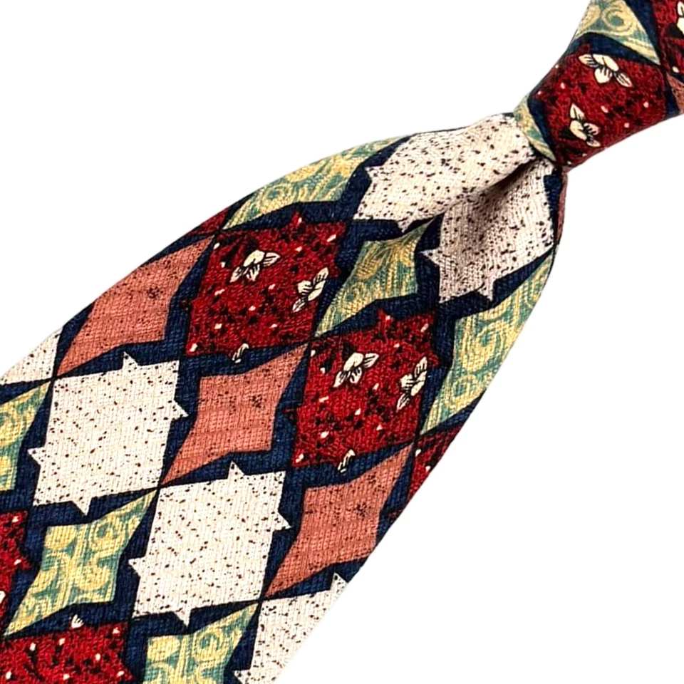 Tino Cosma 多色领带 - 抽象花卉几何图案丝绸意大利领带 — 第 4/4 张图片