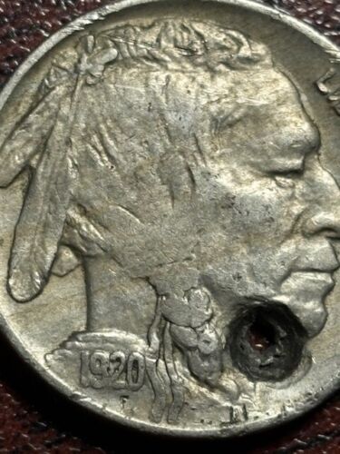1920-P XF+ Buffalo Nickel HOLED BUT SOLID DETAILS FOR AN ALBUM FILLER