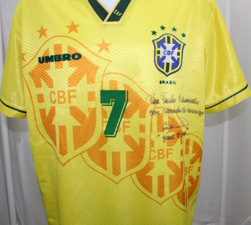 Brazil National Team Authentic Umbro Jersey Size Large 1994 #7 BEBETO FIRMADA - Picture 3 of 16