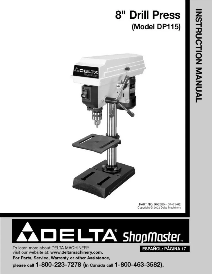 12 Variable Speed Drill Press (Model DP350) INSTRUCTION, 45 OFF