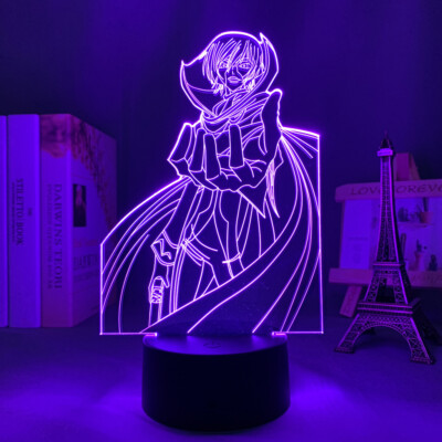 3D Lamp Anime Collectible Code Geass Lelouch Lamperouge 7 Color USB Night Light