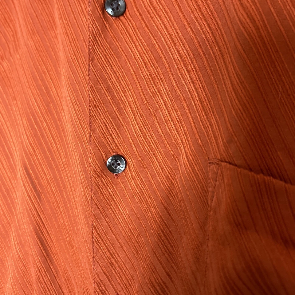 Perry Ellis 100% Silk Shirt Men's Size M Button Up Striped Short Sleeve, EUC - Image 4 of 4