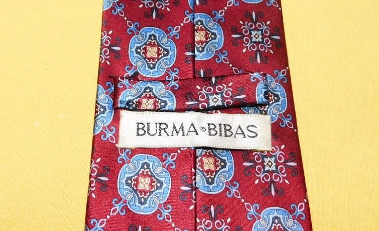 CORBATA MEDALLÓN HOMBRE BIRMANIA BIBAS ROJO/AZUL/AMARILLO - CORBATAS - CORBATAS DE DISEÑADOR. Foto 3 de 3