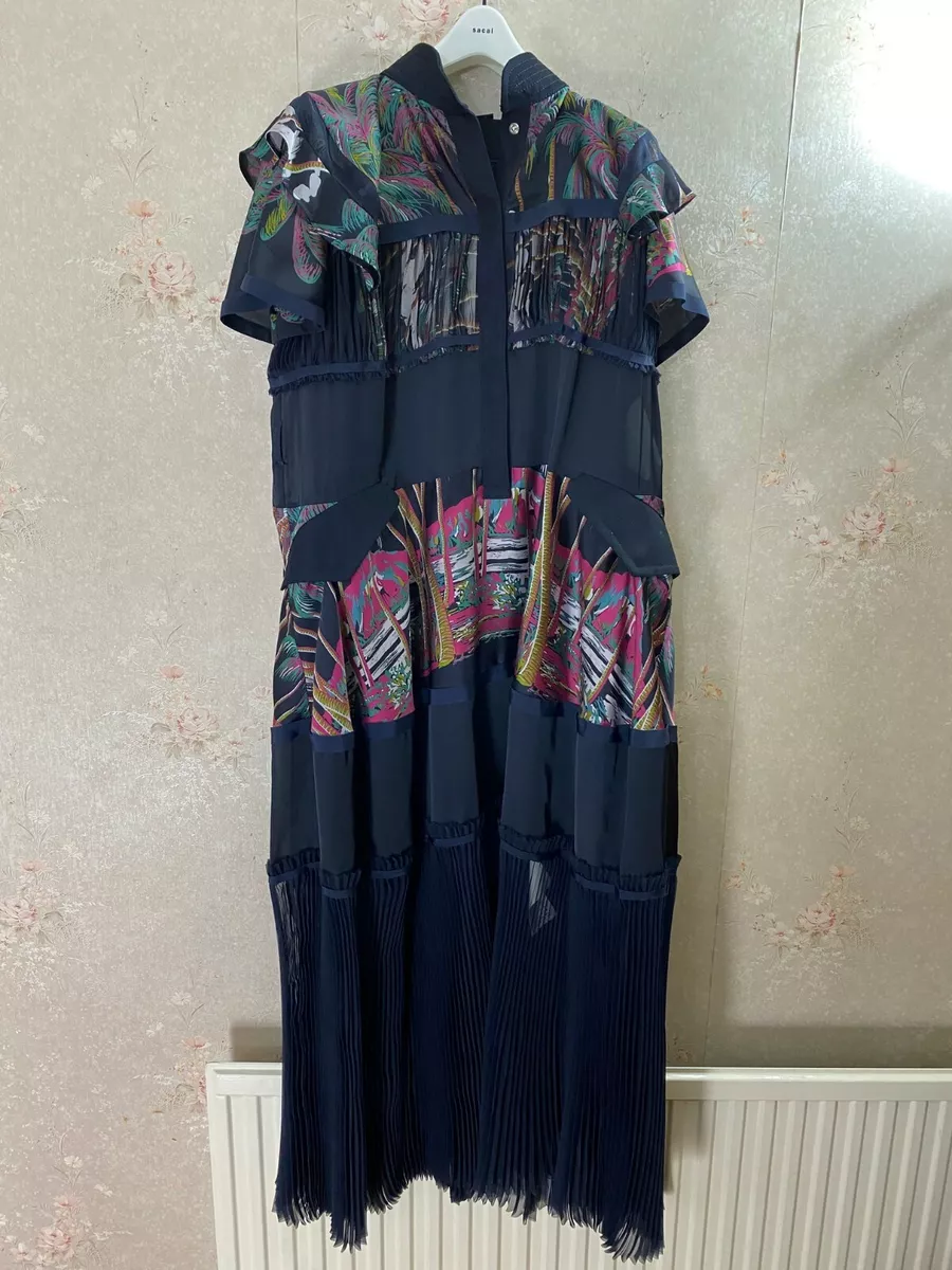 BRAND NEW SACAI X SUN SURF SHEER PANELLED MIDI DRESS SIZE 1 SMALL NEW RRP £2950