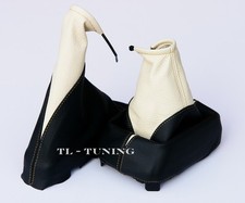 OPEL VECTRA A Bj.88-95 Schaltsack + Handbremssack CREMEFARBIG-SCHWARZ Echt Leder