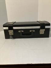 Vintage Black 8 Track Leather Like Carrying Case 2 Key Holds 24 - 8 Track Tapes