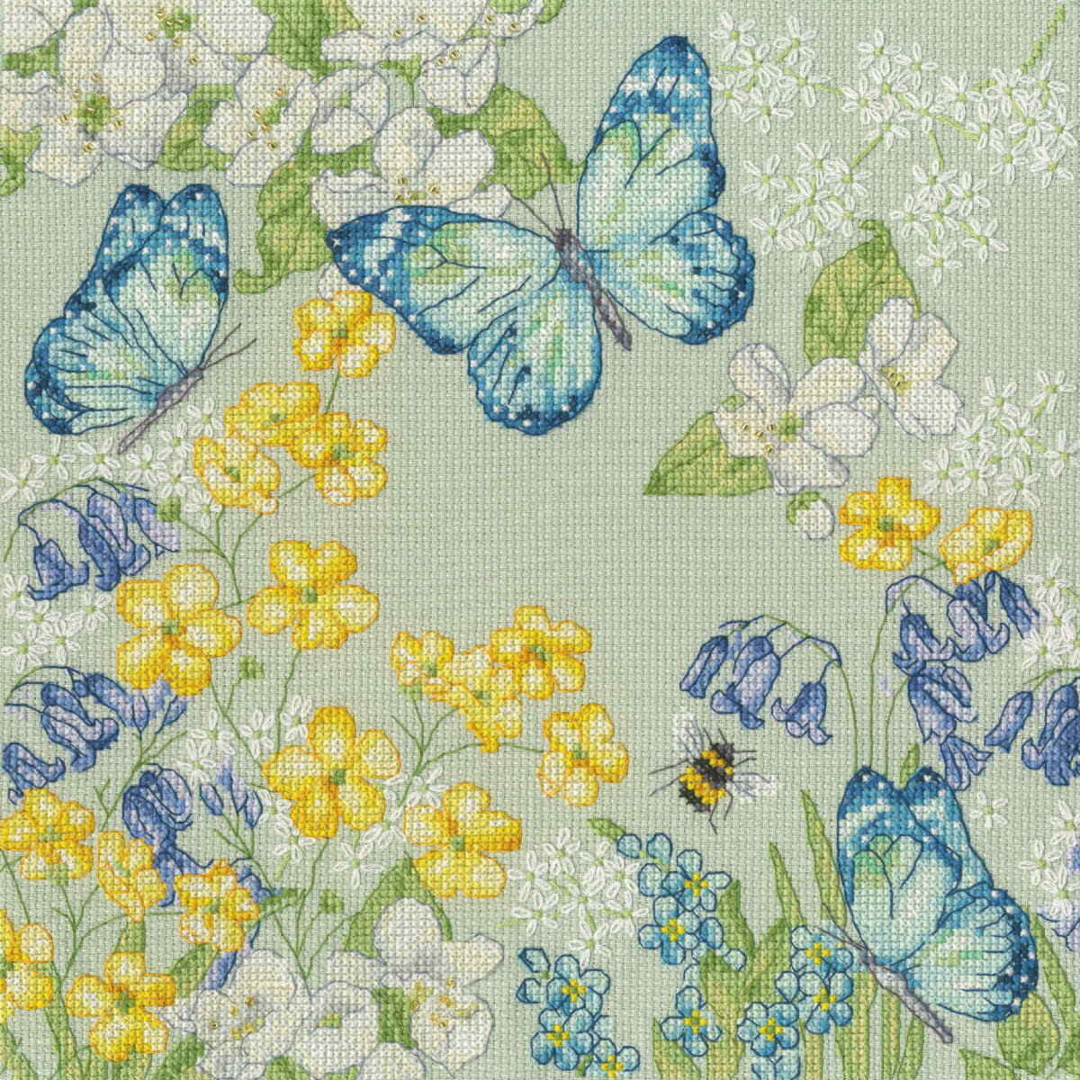 Bothy Threads counted cross stitch kit ""Aquamarine Meadow"", XKTB14, 26x26cm, DIY