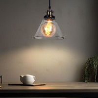 Pendellampe Pendelleuchte HäNgeleuchte Metall Schwarz Glas 1X E27 Fassung 110Cm