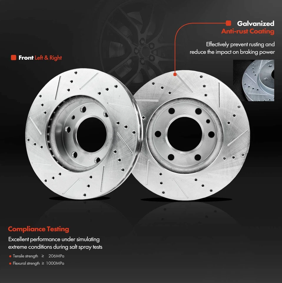 2x Front Drilled Brake Rotors for Dodge Sprinter 2500 Mercedes-Benz Freightliner - Image 4 of 4