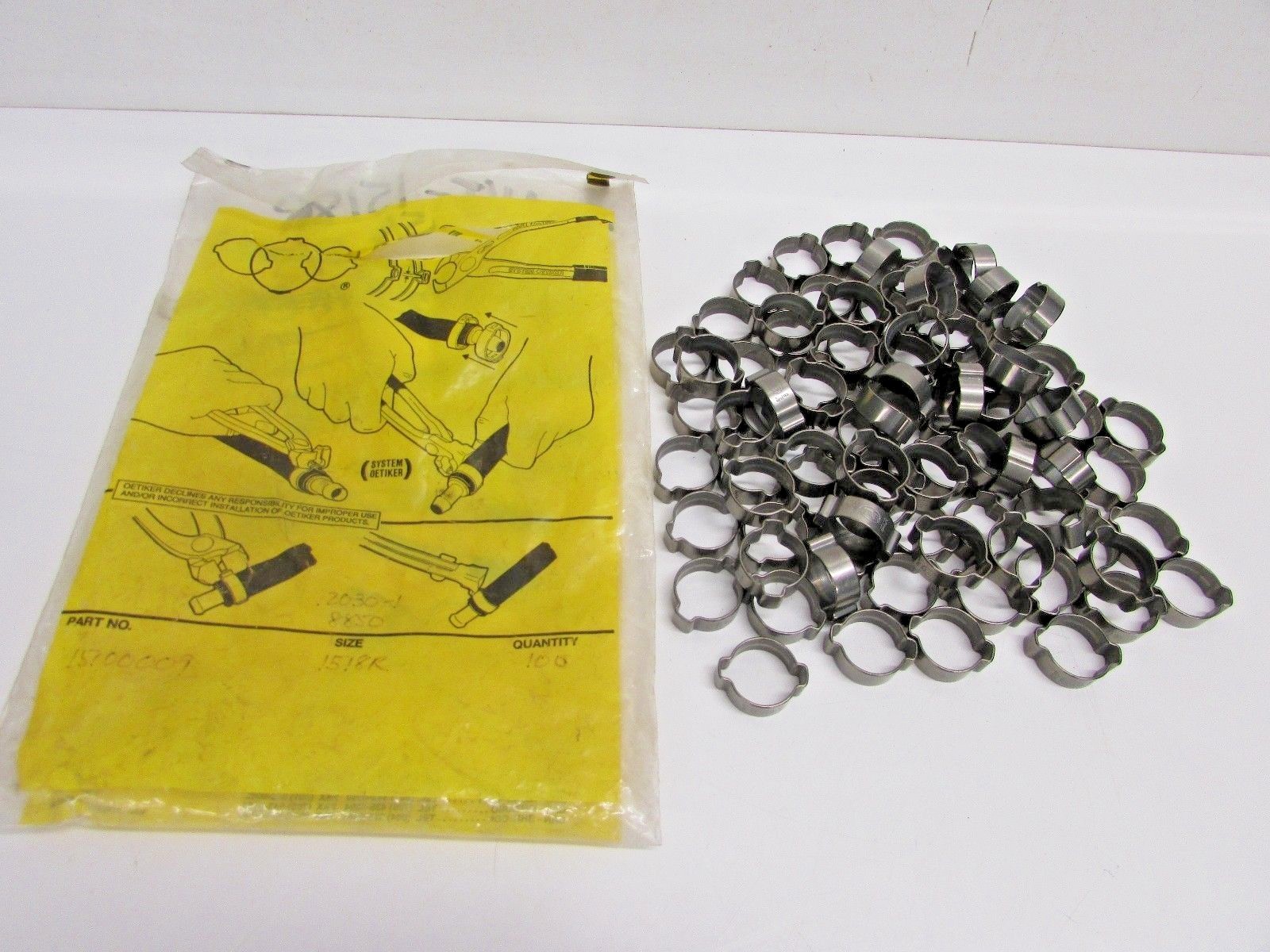 Oetiker 5/8 Inch 2-Ear Crimp Clamps (Stepless) - Pack Of 100, OEM 1518-10100024