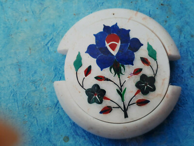 Marvelous Marble Lapis Inlay Tea Coffee Coaster Set Kitchen Home Decor h44
