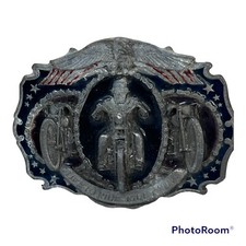   Vintage 1987 Bergamot "Live To Ride Ride To Live" Large Motorcycle Belt Buckle