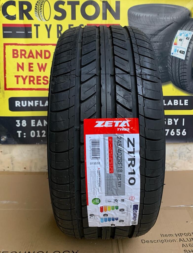 2x 245/40ZRF18 RUNFLAT 93Y ZETA PREMIUM QUALITY TYRES,GR8
