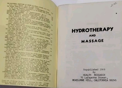 Rare Vintage Book Booklet Hydrotherapy And Massage 1969 Health Research - Foto 5 di 9