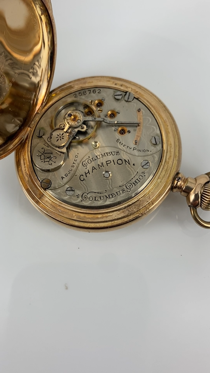 Columbus Watch Co. 18s Pocket Watch with Champion 15j Movement Ca