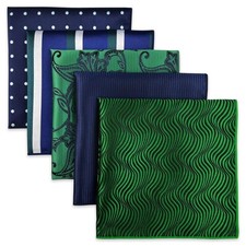 SHLAXWING 5 Pieces Assorted Mens Silk Pocket Square Handkerchiefs Set Lot 84