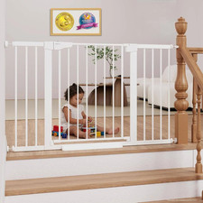 29.7-51.5 in Extra Wide Baby Gate for Stairs, Dog Gate Indoor White
