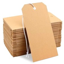 100 Pack Manila Shipping Tags with Elastic String Blank Labeling Tags Kraft