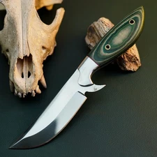 Gift-Ready 9.3" Damascus / Steel Knife Full Tang Hunt it Hunt + Leather Sheath