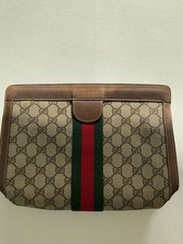 Vintage Gucci Collection GG Monogram Portfolio Clutch Web Stripe Clutch