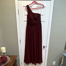 AW Bridal Burgundy One Shoulder Dress Regular Size US 12 Gown
