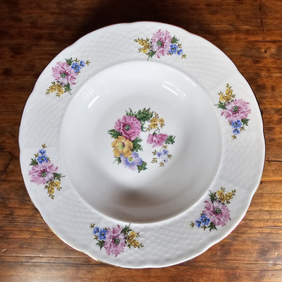 T K Thun Bernadotte Country Garden 9'' Soup Bowl Floral Porcelain Czech Replace