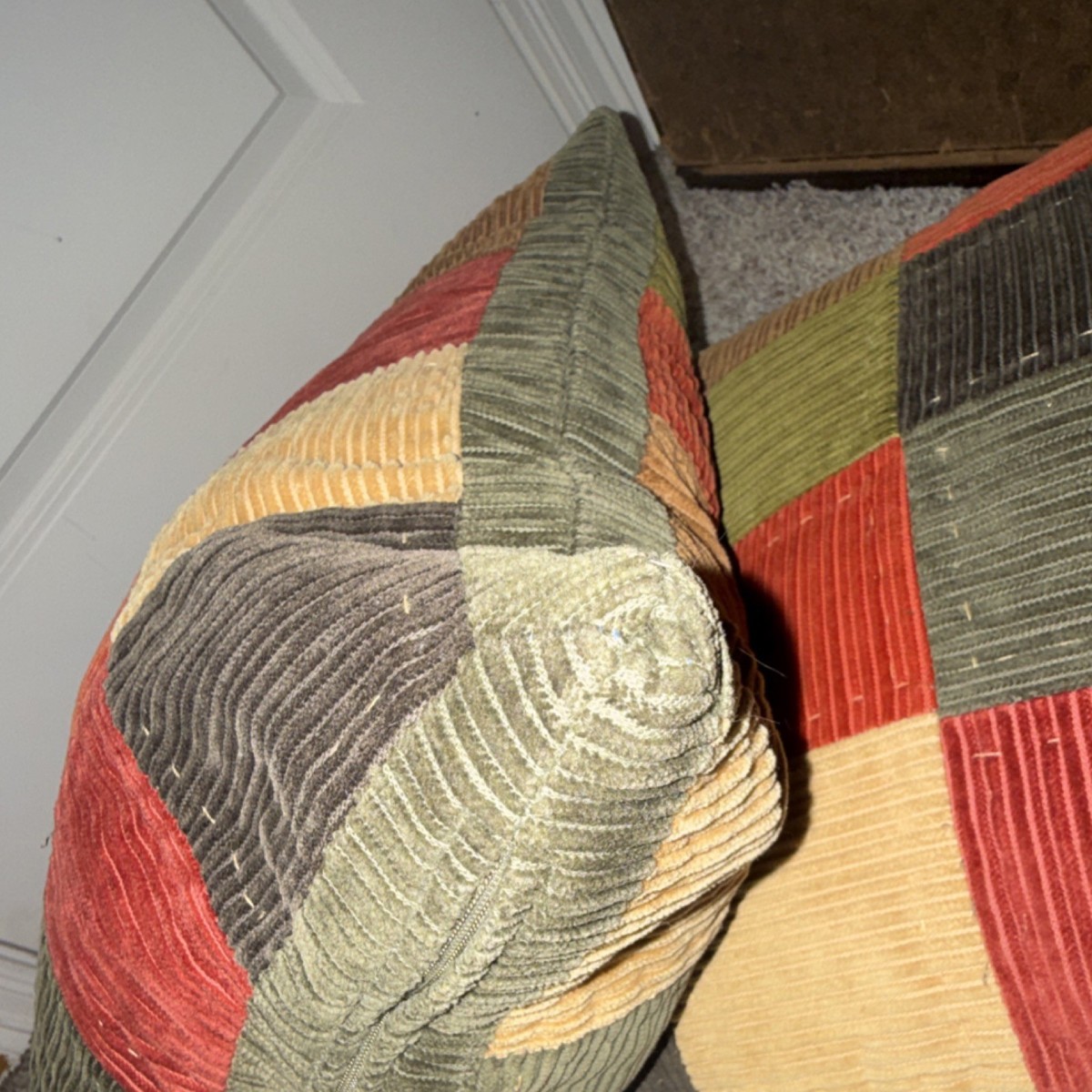 Vintage Set of 2 Woolrich Patchwork Corduroy Decorative Throw