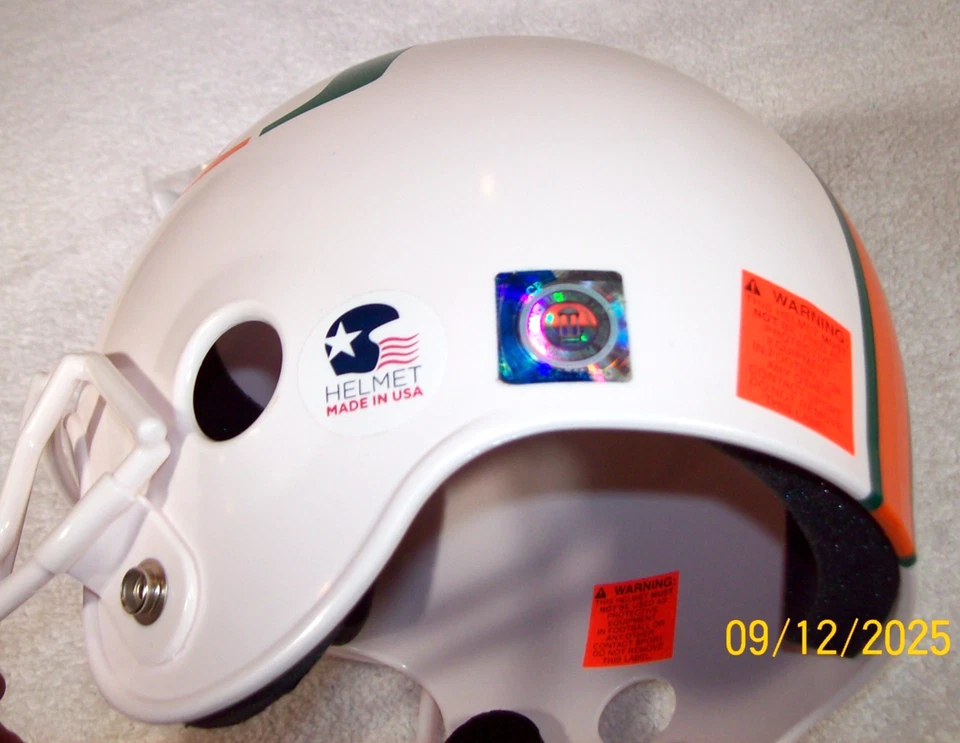 CAPACETE DE FUTEBOL AMERICANO MENINOS CRIANÇAS JOVENS NCAA MIAMI HURRICANES FRANKLIN com alça de queixo - Imagem 4 de 4