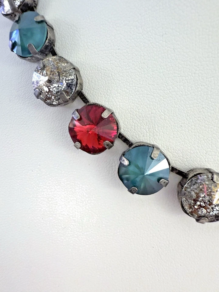 Collar Swarovski Cristal Rivoli Plata Oxidada Navidad Glamour Foto 3 de 4