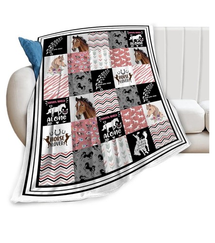 Horse Blanket Gift for Girls Women Cute 50"x40" Pink With Flower Western Theme