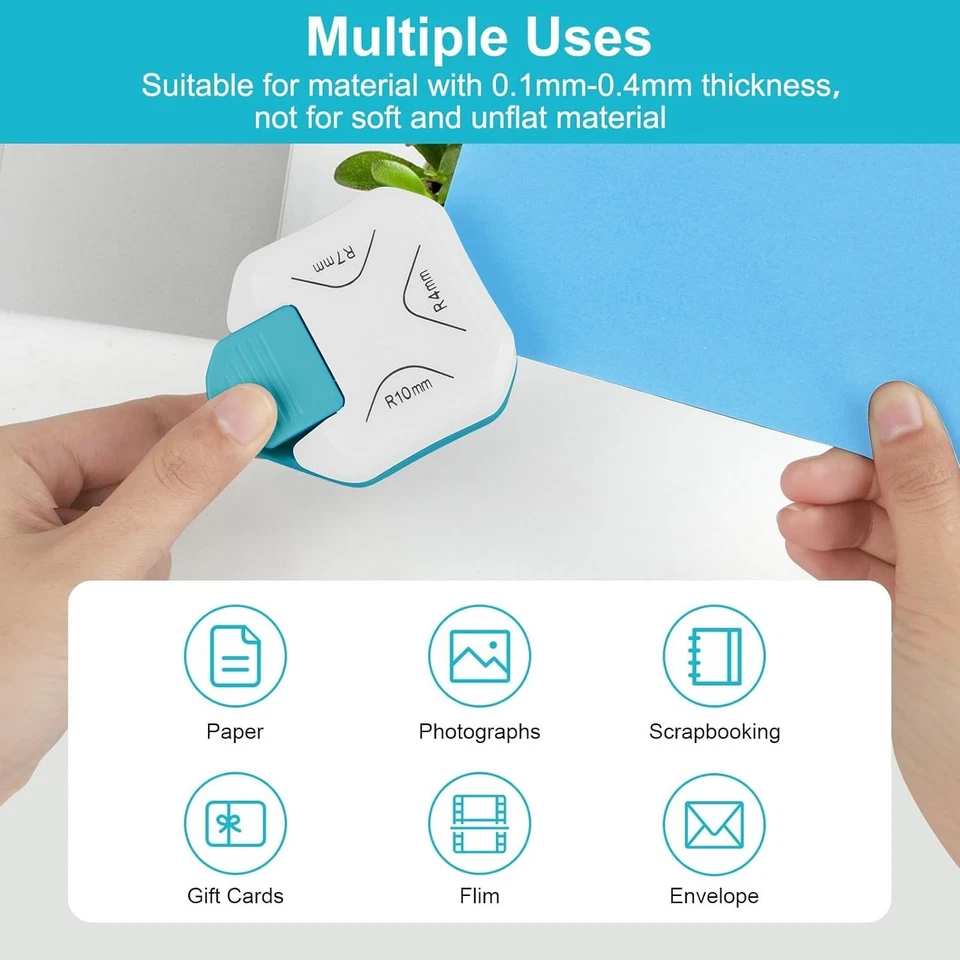 Paper Corner Cutter Punch, Rounder Punch for Scrapbook White Blue - Image 4 of 4